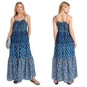 NWT Faherty Sun Chaser Maxi Dress in mix print and multi blue.  Size S